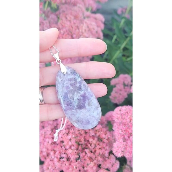 Large Lepidolite Necklace Gemstone Pendant - Picture 1 of 8